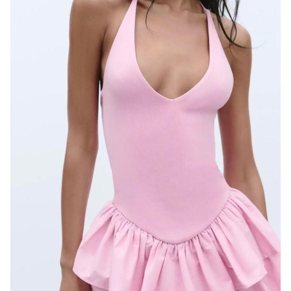 Zara Pink Ruffle Dress - Picture 3 of 8